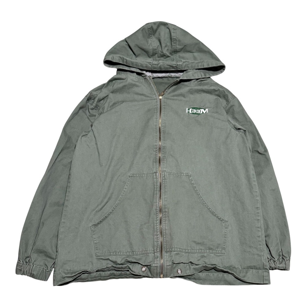 HEEM Light Green Embroidered Logo Full Zip Hooded Jacket Men's Large‎
